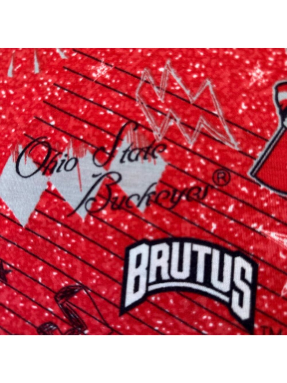 Ohio State University Buckeyes Brutus Fabric Panel 3/4 Yard Red Knit 27”x60” - Picture 4 of 5